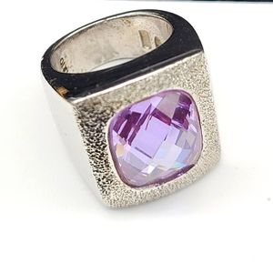 Sterling Silver Faceted Amethyst Ring Italian Designer Ilario